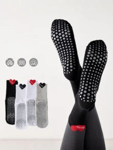 女士普拉提瑜伽袜、女士运动袜、中筒袜 - 不透气、防臭、吸汗、室内健身训练瑜伽地板袜 - 彩色 - 查看 4