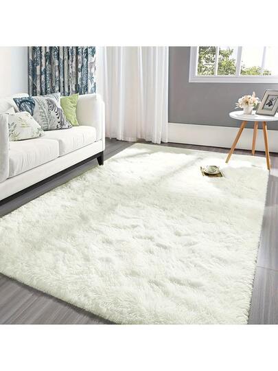 [Luxurious Faux Fur Rug] 1pc, Luxurious Zachte Area Rug, Rectangle, Verlichting Gray, Tufted Polyester 100%, Fluffy, Non Shedding, Durable, Plush Feel, Easy To Clean, Versatile Living Room, Bedroom, Indoor Dry Clean Only view 2