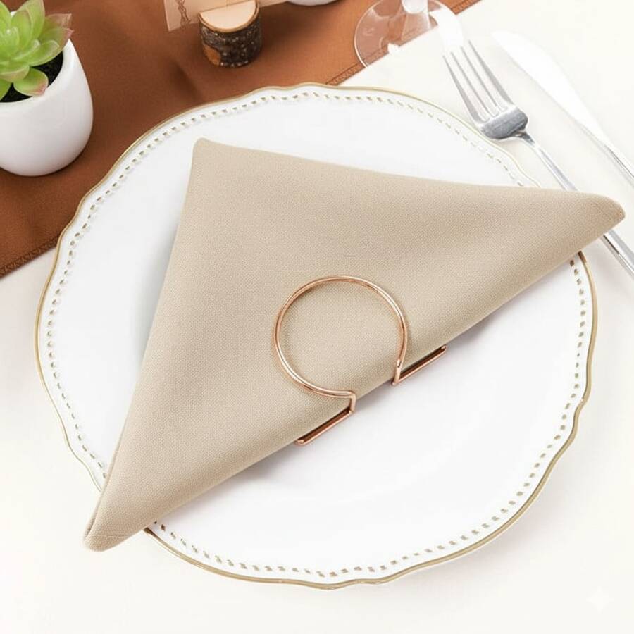 Kit Of 10 Fabric Napkins 35x35 For Table Setting Wedding Buffet Events - 米色 - 查看 1