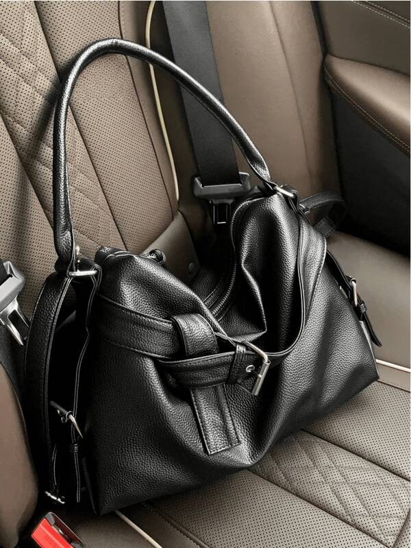 1 Pc Simple Retro Design Lychee Pattern Women's Soft Shoulder Tote Bag, Women's Handbag, Autumn And Winter New Women's Shoulder Bag, Autumn Best Handbag, Women's Casual Handbag