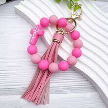 New Silicone Beaded Wristband Keychain, Design To Prevent Loss, Creative Wristband Keyring Accessory, Ideal Gift For Friends, Siblings, Ladies, Mothers, Suitable For Daily Outfit, Car Accessories, Backpack Accessories, Lanyard, ID Card Holder, Car Accessories, Bag Accessories Christmas Bag Charms Car Accessories Teacher Sister Gift Ideas