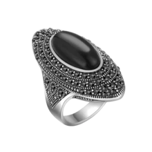 1pc S925 Sterling Silver Bohemian Mirror Polished Ring, Pave Set Black Stone Main Gemstone, Vintage Chic Design, Suitable For Daily, Commute, Party Wear, Stackable Jewelry, Great Gift For Valentine's Day, Mother's Day, Comes With Gift Box - Bohemian Style - View 17