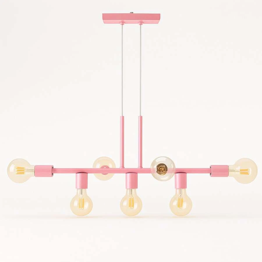 Rubis Aluminum Pendant Ceiling E27 7 Lights Lumini Lab - Baby Rose - View 1