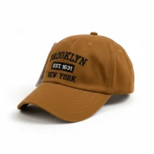 Ny New York Retro Baseball Cap Curved Brim Men's And Women's Adjustment Fit Letter Casual Cotton Embroidered None Summer - 赭石色與黑色 - 查看 1