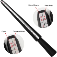 KLONKEE Adjustable Ring Sizer Tool Kit - Plastic Ring Mandrel, Reusable Finger Measuring Tape 1-17 US Ring Size, 27pcs Stainless Steel Ring Measuring Tool, US Ring Size 0-13 In Half Sizes - Multicolor - View 12