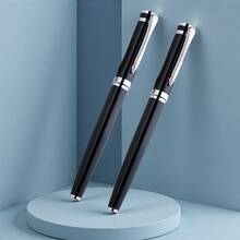 1 Pix metalic luxos, clasic, negru, pentru afaceri - Scriere fluidă/Potrivit pentru semnături de afaceri (întâlniri/contracte) și practica caligrafiei studențești/Structură metalică durabilă/Design elegant, potrivit pentru ocazii profesionale, ideal pentru muncă și studiu - Negru - Vizualizare 2