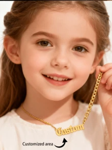 1pc Customized Cuban Link Name Necklace, Suitable For Men, Girl & Children, Personalized Name Pendant Necklace, Custom Name Jewelry, Christmas, Mother's Day Gift - Multicolor 19 - View 1