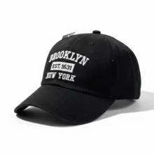 Ny New York Retro Baseball Cap Curved Brim Men's And Women's Adjustment Fit Letter Casual Cotton Embroidered None Summer - 黑白 - 查看 5