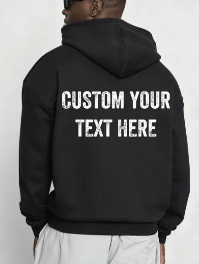 Anpassad herrhoodie i plusstorlek med personlig text, ladda upp din egen text/namn/välsignelse/högtid/årsdag, anpassning av personlig text, födelsedag/alla hjärtans dag/fars dag/fest, årsdag/födelsedagspresent, svart plusstorlek-tröja, present till bästa vän, årsdagspresent, anpassning av företagsuniform för teambuilding