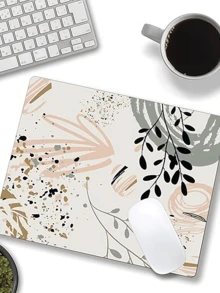 1 Stück Mauspad mit abstraktem Kunstdesign, quadratisches wasserdichtes rutschfestes Gummiuntergrund Mauspad, geeignet für Büro Laptop, moderne bohemische Blattmuster Schreibtischzubehör Büroartikel Büroschreibtischzubehör Mauspad für den Schreibtisch
