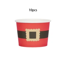 10 piezas Vasos desechables para aperitivos navideños 2026 Vasos de papel para helado con diseño de cinturón de Papá Noel y muñeco de nieve, tazones para postre, sopa fría o caliente para fiestas y decoraciones navideñas