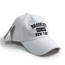 Ny New York Brooklin Retro Baseball Cap Curved Brim Men's And Women's Adjustment Fit Letter Casual Cotton Embroidered None Summer - 白色與黑色 - 查看 2
