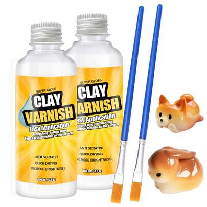 Nuevo barniz de arcilla de secado al aire con tapa de aluminio, barniz brillante de arcilla de secado al aire, pintura de cerámica y acrílica para arcilla, incoloro, alto brillo, resistente a los arañazos, sellador para joyería