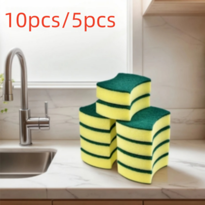 5/10 piezas [Esponja de limpieza de doble cara] Esponja de limpieza multiusos súper absorbente de doble cara | Esponja duradera y sin rayones para limpiar, esponja de cocina de alta gama, esponja para lavar autos, esponja para lavar platos, productos de limpieza, herramientas de limpieza