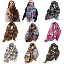 1 件女士冬季围巾仿羊绒披肩和围巾加厚保暖女士时尚双面保暖毯户外披肩带流苏围巾