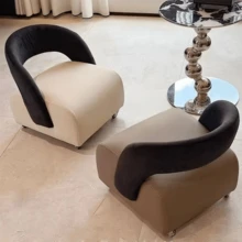 1pc Modern Arched Leisure Chair, PU Leather Soft Cushion With Wheels Casual Chair, Fashionable Single Sofa, Suitable For Living Room/Bedroom/Office Decor