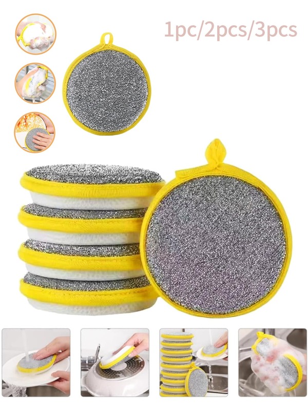 1/2/3 Pcs Double-Sided Kitchen Sponge Cleaning Cloth - Thick And Non-Sticky For Cleaning Cookware. A Sturdy Cleaning Sponge For Washing Dishes And Cookware. A Convenient Cleaning Sponge Cloth For Kitchen Cleaning. Not Only Suitable For Cleaning Dishes, Pots, And Pans, But Also Applicable To Sinks, Stoves, Bathrooms, And Any Household Cleaning Kits, Keeping Your Kitchen And Bathroom Clean And Shiny.