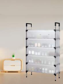 Organizador de Zapatos de  3,4,5,6,7 Niveles con Cajones Transparentes y Detalles Negros - Armario para Calzado Antipolvo, Duradero con Ruedas para Hogar, Dormitorio, Oficina o Cocina, Solución Versátil de Almacenamiento, Diseño Moderno y Construcción Rob - 6 NIVELES - Ver 1