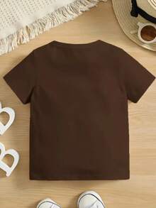 Girls' T-Shirt With Smiling Orange Flower, Size 5. - 鏽棕色 - 查看 2