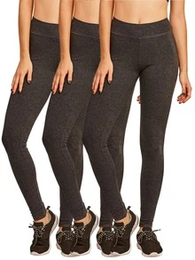 3 Pack Women's Premium Cotton Leggings Ankle Length With High Wide Waistband S-3XL High Waisted Leggings Full Length Regular & Plus Size No See-Through Athletic Workout Running Cycling Yoga Pants For Women Tummy Control Activewear Shapewear Womenswear - 3 Pack Dark Grey - 查看 1