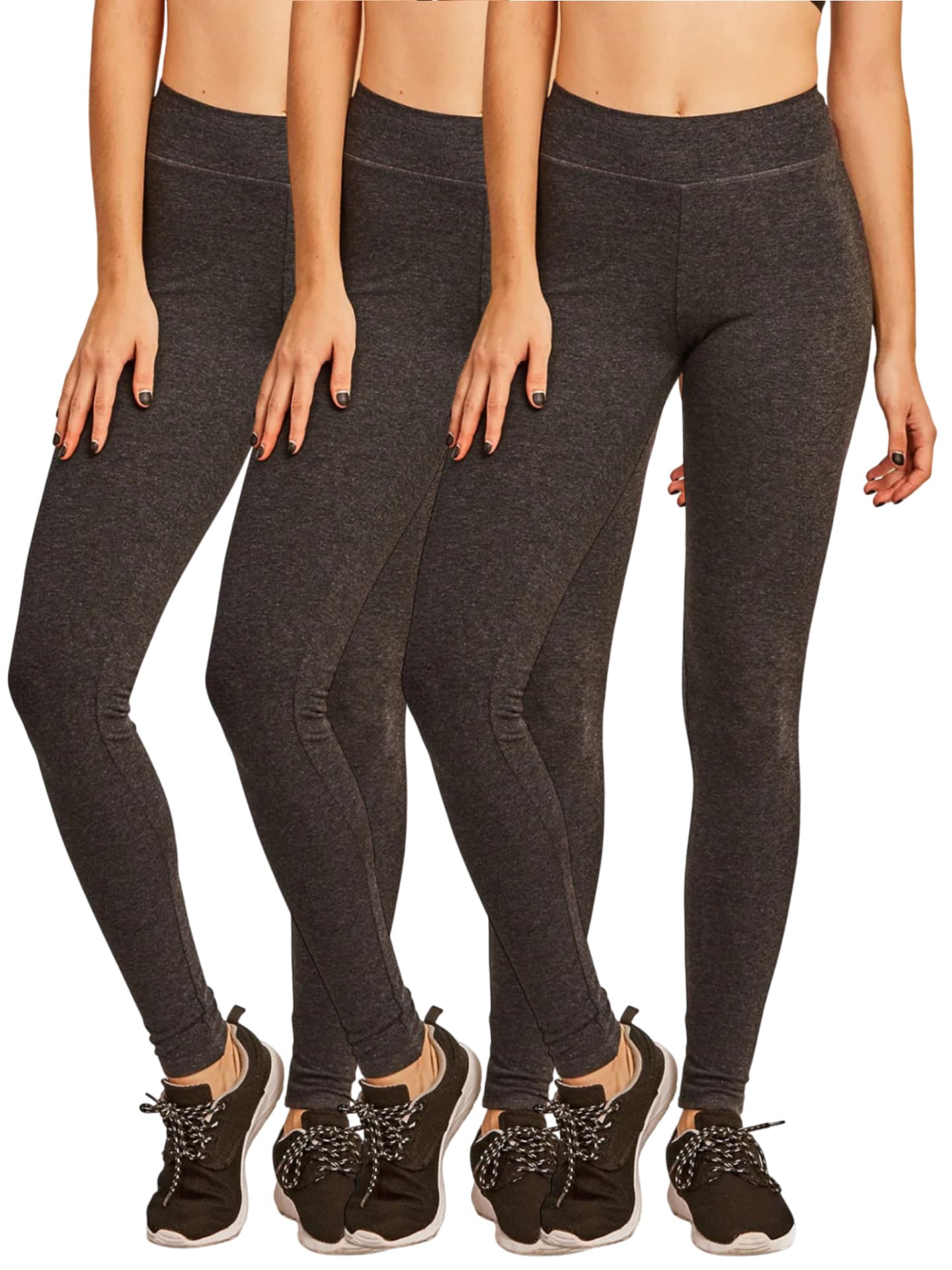 3 Pack Women's Premium Cotton Leggings Ankle Length With High Wide Waistband S-3XL High Waisted Leggings Full Length Regular & Plus Size No See-Through Athletic Workout Running Cycling Yoga Pants For Women Tummy Control Activewear Shapewear Womenswear - 3 Pack Dark Grey - 查看 1