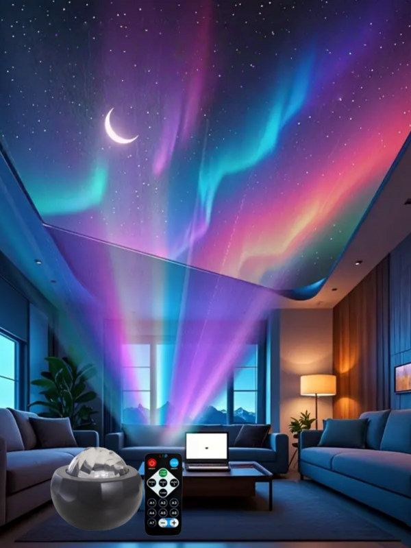 1 Stück 7-Farben Altus LED Projektor mit Fernbedienung - USB betrieben, Sternenhimmel Nachtlicht für Schlafzimmer Dekoration und Musikzimmer Dekoration, schwarze Ambiente Beleuchtung für Galaxie Effekt | Mehrfarbige Optionen, Nachtlicht Projektor