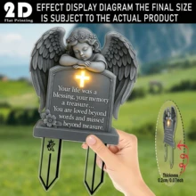 Tượng đài thiên thần phản quang 2D phẳng - Kích thước 8,5" x 13" - Bia mộ ngoài trời với thông điệp ý nghĩa, chất liệu nhựa, dùng trang trí nghĩa trang và sân vườn, không cần pin, món quà độc đáo cho người thân yêu, trang trí kỷ niệm, thiết kế chống chịu thời tiết. - Nhiều màu - Xem 4
