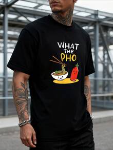 Divertido Playera de Algodón para Hombre con fideos y salsa picante. Diseño humorístico y colorido, perfecto para amantes de la comida. 220 g 100 % algodón, suave y transpirable. ¡Producto ! - Negro - Ver 4