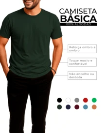 Men's Basic 100% Cotton T-Shirt With Shoulder-To-Shoulder Reinforcement, Plain, Casual Fit - xanh quân đội - Xem 3