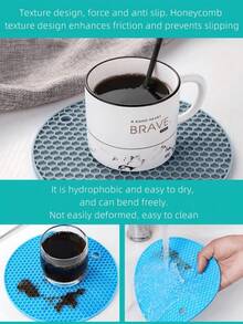 2pcs/Set Silicone Insulation Pad, Modern Black Honeycomb Textured Round Anti- Hot Pot Mat For Table - Multicolor - View 4