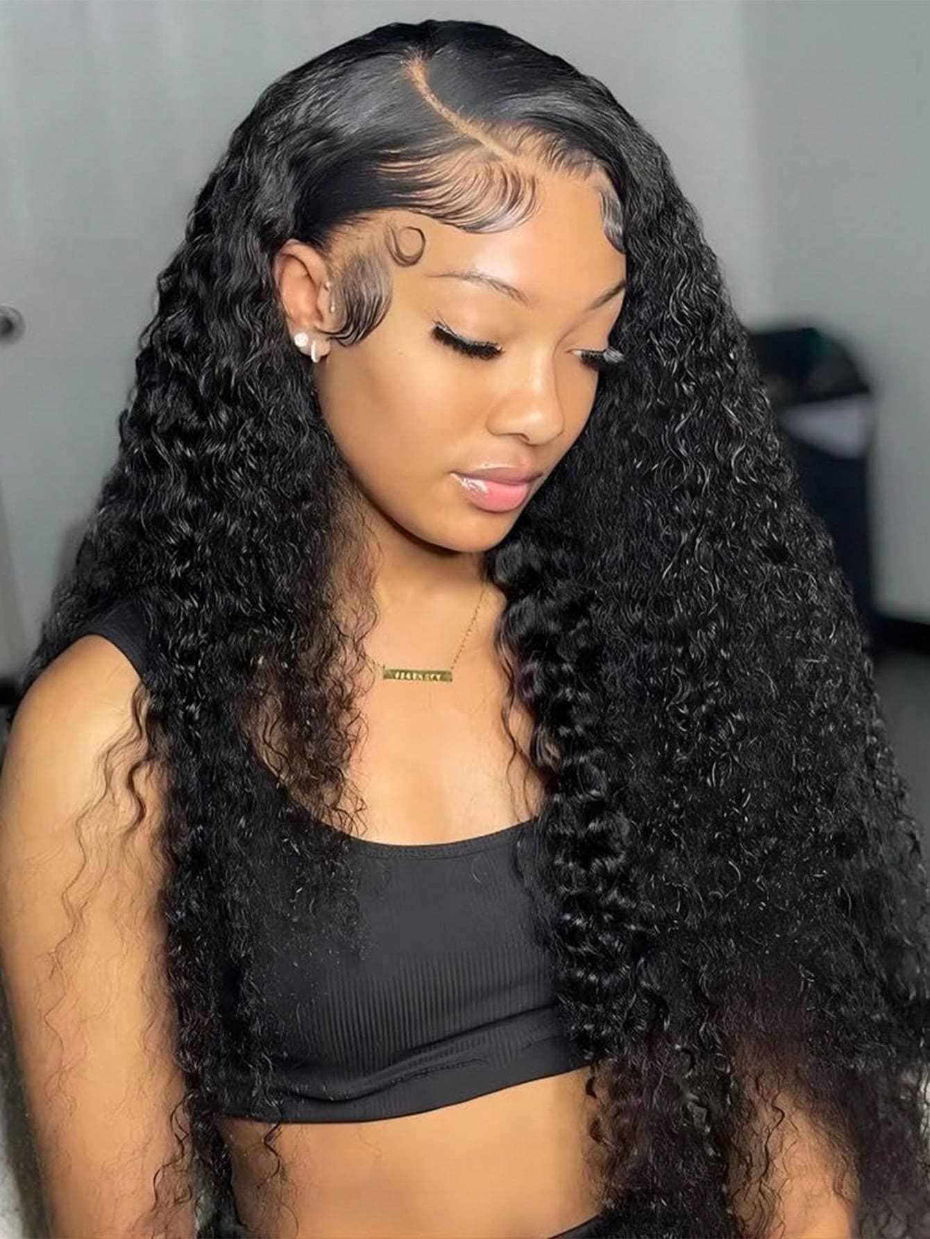 Eulisi 蕾丝前假发 人发杰瑞卷发 13x4 蕾丝前假发 女士用人发 已拔取婴儿头发 150% 密度巴西卷发蕾丝前假发 人发