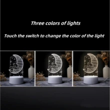 Creative 3D Stereo Night Light, USB Powered, Touch Switch, Three-Level Dimming, It Is An Ideal Choice For Birthday Gifts Or Holiday Gifts. - trắng - Xem 4
