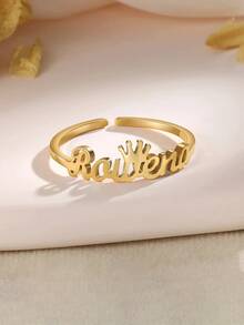 Customized Name Rings, Open-End Rings, DIY Stainless Steel Jewelry, Fashion Accessories, Mother's Day, Valentine's Day,12 Styles To Choose From - Multicolor - View 2