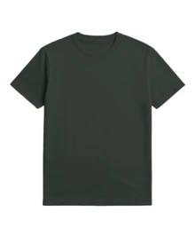 Men's Basic 100% Cotton T-Shirt With Shoulder-To-Shoulder Reinforcement, Plain, Casual Fit - xanh quân đội - Xem 4