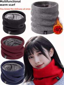 1 Peça Echarpe Grossa com Borlas de Falso Cashmere Feminina, Lenço Pescoço Multiuso de Cor Sólida, Acessório de Outono/Inverno para Mulheres