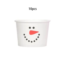 10 piezas Vasos desechables para aperitivos navideños 2026 Vasos de papel para helado con diseño de cinturón de Papá Noel y muñeco de nieve, tazones para postre, sopa fría o caliente para fiestas y decoraciones navideñas