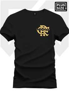 Flamengo Team Shirt Gold Shield Rubro  Casual Basic Plus Size T-Shirt - 黑色1 - 查看 3