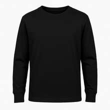 Playera Cuello Redondo Manga Larga Algodon Diferentes Tallas - Negro - Ver 1