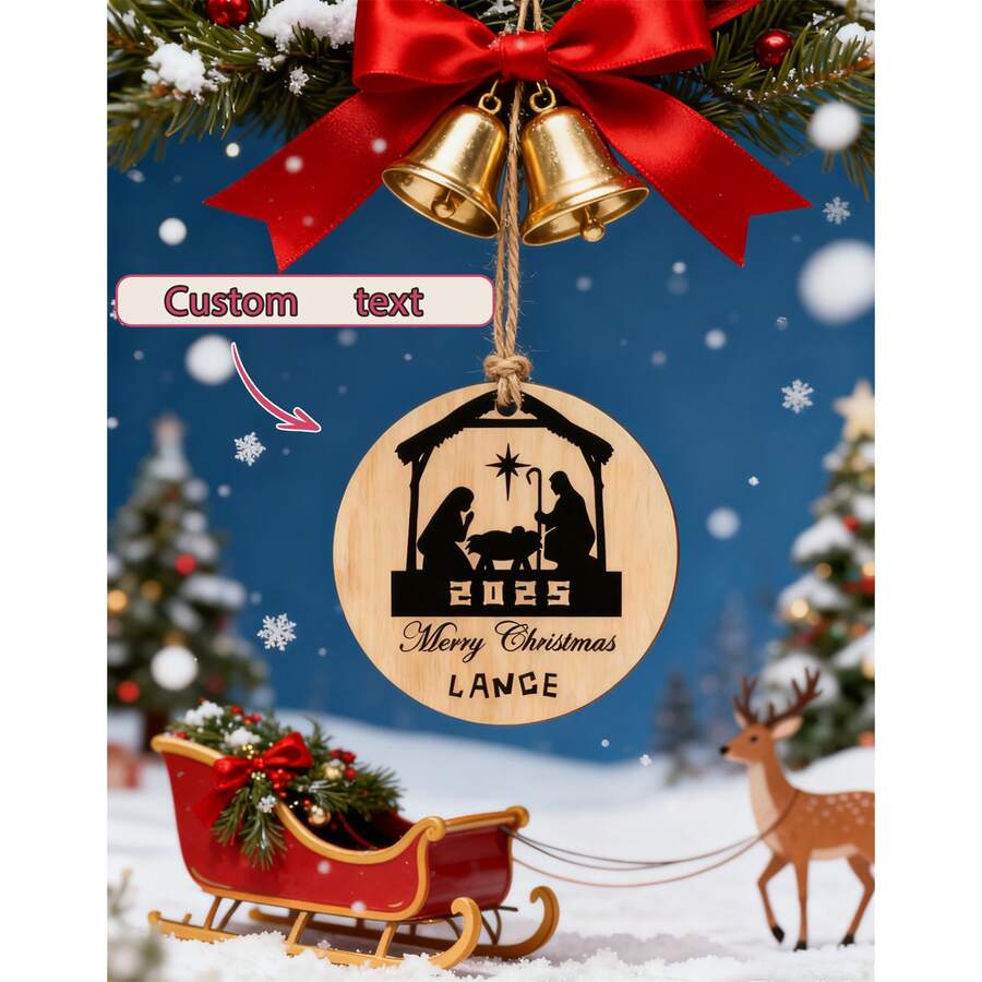 [Customized] Customized Name Wooden Decorative Item, Personalized Wooden Decorative Item, Christmas Gift, Family Christmas Tree Decoration, Christmas Decoration Christmas Gift Tag, Christmas Pendant, Christmas Tree Decoration Item. - Multicolor - View 1