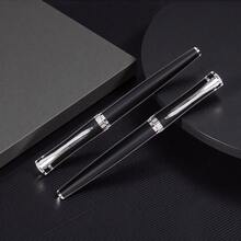 1 Pix metalic luxos, clasic, negru, pentru afaceri - Scriere fluidă/Potrivit pentru semnături de afaceri (întâlniri/contracte) și practica caligrafiei studențești/Structură metalică durabilă/Design elegant, potrivit pentru ocazii profesionale, ideal pentru muncă și studiu - Negru - Vizualizare 4