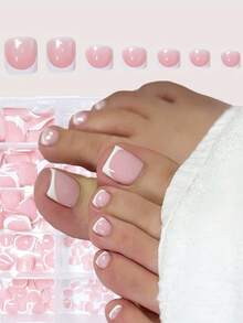 144 chiếc/hộp Móng Chân Giả Màu Hồng Hình Vuông Kiểu Pháp Móng Chân Giả Dán Bằng Gel Mềm Dày Có Thiết Kế Sẵn Móng Chân Giả Acrylic Che Phủ Toàn Bộ Móng Chân Giả Phụ Kiện Làm Móng - Nhiều màu - Xem 7