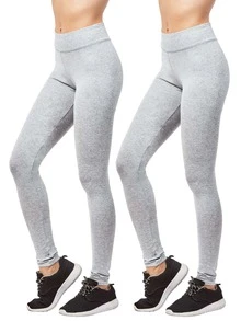 2 Pack Women's Premium Cotton Leggings Ankle Length With High Wide Waistband S-3XL High Waisted Leggings Full Length Regular & Plus Size No See-Through Athletic Workout Running Cycling Yoga Pants For Women Tummy Control Activewear Shapewear Womenswear - 2 件裝 淺灰色 - 查看 2