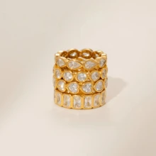 VKHK 1 件 18K 镀金不锈钢水滴心形锆石装饰单戒指，适合女性日常和婚礼佩戴，礼物 - 彩色 - 查看 5