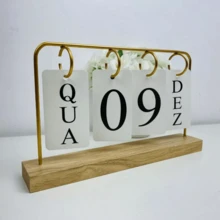 Calendário de Mesa Permanente Versátil - Dourado - Visão 4