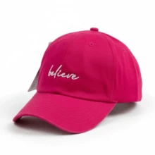 Believe Retro Baseball Cap With Curved Brim, Men's And Women's, Adjustable Strap, Casual Lettering, Cotton Embroidery, None, Summer - 粉紅色與白色 - 查看 4