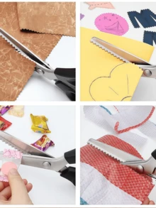 1 pieza Tijeras resistentes para cortar tela, tijeras dentadas, tijeras para scrapbooking con bordes decorativos para adultos, perfectas para diversos tejidos de costura, y papel kraft, herramienta de sastre profesional de mano.