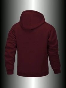 1pc Thick Sherpa Zip-Up Hoodie Jacket For Men Long Sleeve, Casual Knit Fleece - Red - View 2