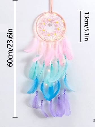 1pc Hot Air Balloon Girly Cute Feather Dream Catcher Decoration, Suitable For Room, Living Room, Balcony, Wind Chimes, Decoration For Wedding Party (Feathers Are Artificial),Home Decor ,Room Decor,Wall Decor Gifts Birthday Graduation