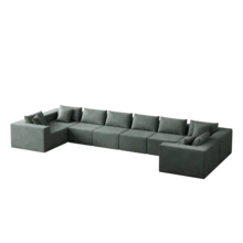 188-Inch Corduroy  Modular L Shaped Sectional Sofa,Luxury Floor Couch Set,Upholstered Indoor Furniture,Foam-Filled Compressed Sofa For Living Room,Bedroom,8 Pc Free Combination