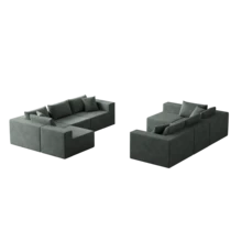 188-Inch Corduroy  Modular L Shaped Sectional Sofa,Luxury Floor Couch Set,Upholstered Indoor Furniture,Foam-Filled Compressed Sofa For Living Room,Bedroom,8 Pc Free Combination